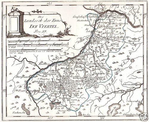 Ein detaillierter Plakatplan des Rheins in Deutschland, der seinen gewundenen Verlauf durch die Region zeigt, mit beschrifteten Sehenswürdigkeiten, Städten und geografischen Merkmalen, begleitet von Text und einem Bild einer Säule.