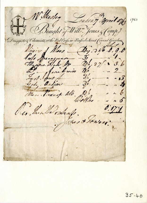 Altes, gelbliches juristisches Dokument mit sauberer Handschrift, das den Vertrag von William Jones zum Verkauf von Testamentsurkunden detailliert.