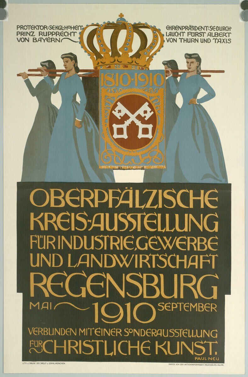 Plakat zur deutschen Revolution 1910 mit einer Gruppe von Menschen und einer Krone mit Text zu den Ereignissen.