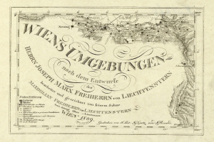 Ausführliche alte Karte von Wien, Deutschland, mit Städten, Ortschaften, geografischen Merkmalen, Bev├Âlkerung, Stra├čen und Sehenswürdigkeiten mit begleitendem Text.