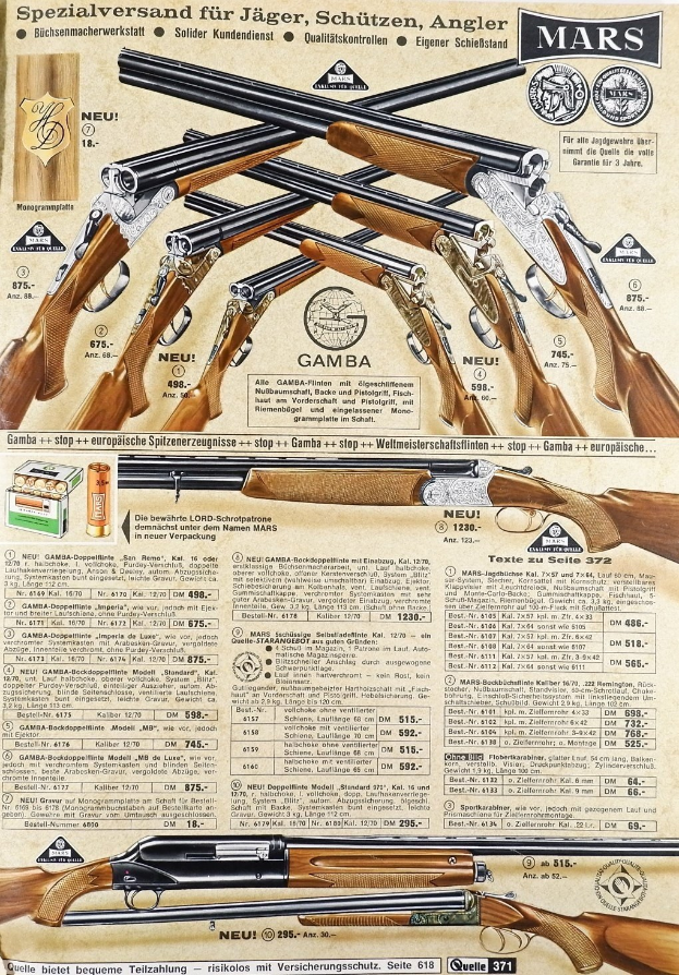 Werbeposter mit mehreren Flinten in Reihen mit sichtbarem Text und Bildern.