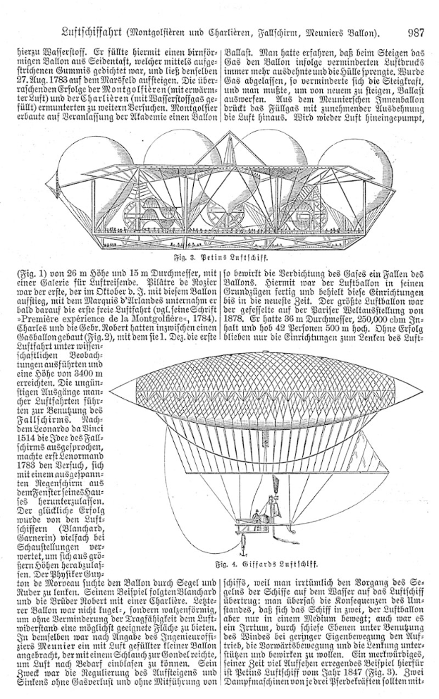 Ein Buchumschlag mit einer Zeichnung eines 19. Jahrhundert-Luftschiffs mit begleitendem Text.